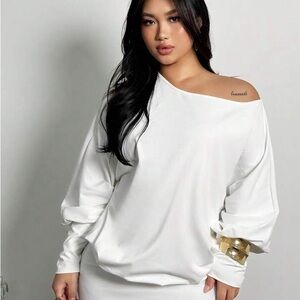 Elegant & Modern Bare-Shoulder Long Sleeve Sexy Bodycon Mini Dress